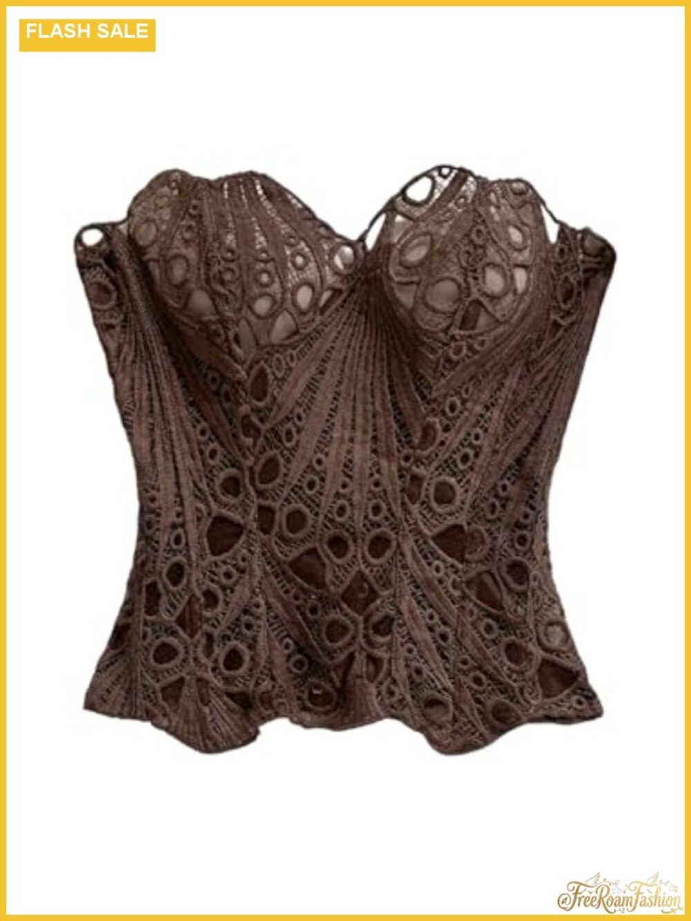Lace Corset Top Strapless Bustier Lace Up Back Party Concert Outfit